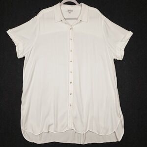 Rose Olive Women's Plus Size Top 3X White Button Front Tunic